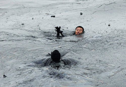 Someone who needed rescuing from an oil spill. Let’s hope that’s not me in 12 months!