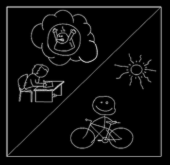 A graphic illustration of the contrast between pre-and post-FIRE life.